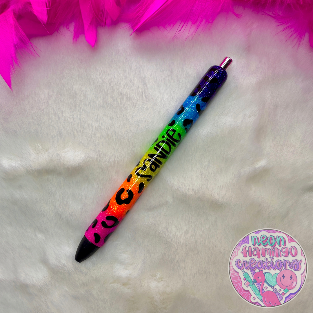 Neon Rainbow Leopard Print Pen – Neon Flamingo Creations